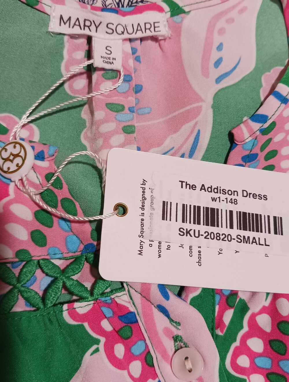 Mary Square Addison Bubble Sleeve Dress Lattice Trim - Picture 10 of 11